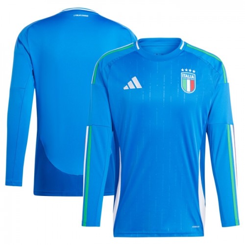 Italien Fotbollströjor Hemma EM 2024 Långärmad Italien Fotbollströjor Hemma EM 2024 Långärmad